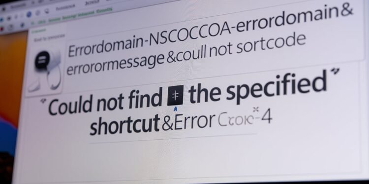 errordomain=nscocoaerrordomain&errormessage=could not find the specified shortcut.&errorcode=4